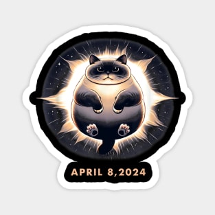 Total Solar Eclipse Funny Fat Cat 8 April 2024 Gift For boys Girls KIds Magnet