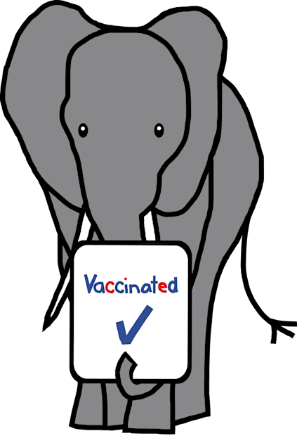 Grey Elephant with Vaccinated Sign Kids T-Shirt by ellenhenryart