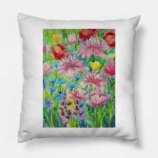 Summer Joy Watercolor Painting Pillow