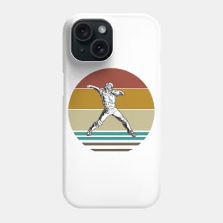 Retro Baseball Thrower On A 80s Sun Background Phone Case