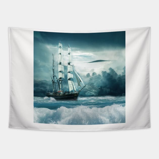 Nautical Neck Gator Watercolor Sailboat Nautical Tapestry by DANPUBLIC