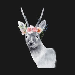 Wild Deer Roa Doe Elk Spirit Floral Head Wildlife Rescue T-Shirt