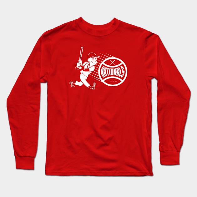 deadmansupplyco Vintage Baseball - Washington Nationals (White Nationals Wordmark) Long Sleeve T-Shirt