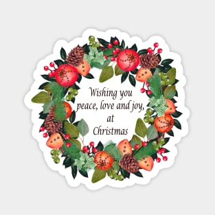 Traditional Christmas wreath and greetings Magnet