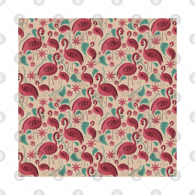 Flamazing day flamingos pattern orange background by Arch4Design
