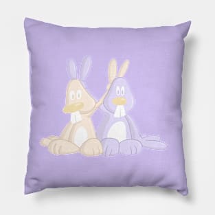 Victory Peace Rabbits Peach & Lilac Pillow