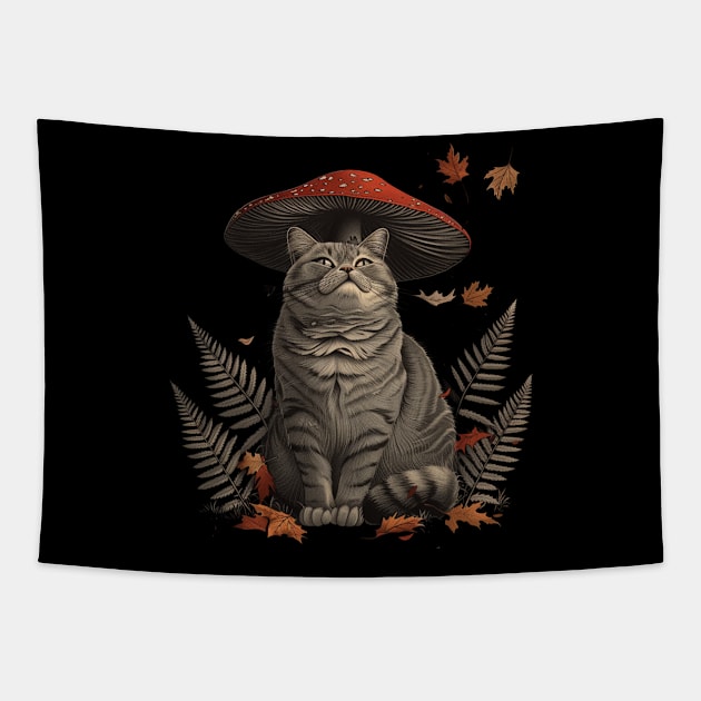 Cat-Centric Cottagecore Spaces Tapestry by Silly Picture