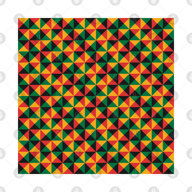 Geometric Triangle Pattern (Rasta Colours) by John Uttley