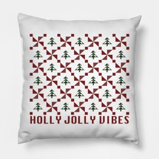 Christmas Sweater Holly Jolly Vibes Pillow