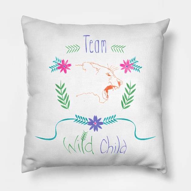 Wild Child Lioness Shield Floral Crest Pillow by so_celia