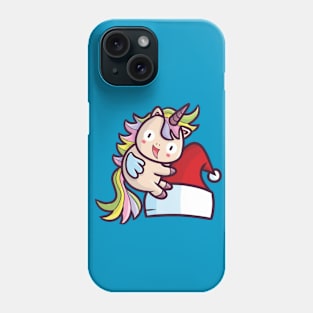 Unicorn on santa's hat Phone Case