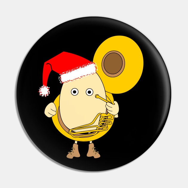 Santa Tuba Player Egghead Pin by Barthol Graphics
