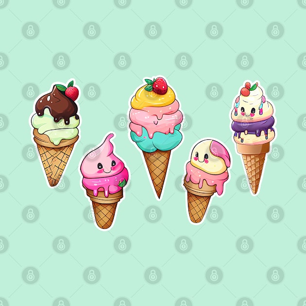 Cute child/baby ice cream cone characters; design; baby; infant; child; cute; sweet; dessert; gift; newborn; baby shower; pretty; pastels; colorful; cutesy; birthday gift; by Be my good time