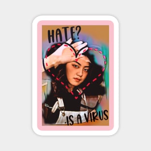 Hate is a Virus (Asian girl inside dotted heart) Magnet