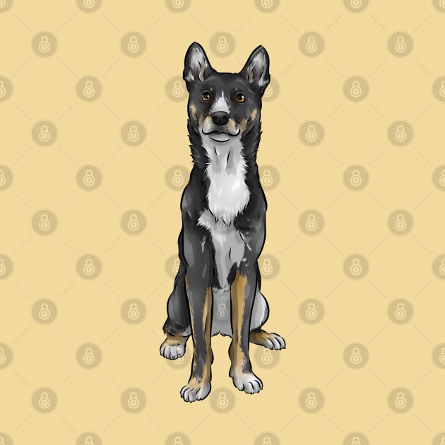 New Guinea Singing Dog | Black and Tan by Shirin Illustration