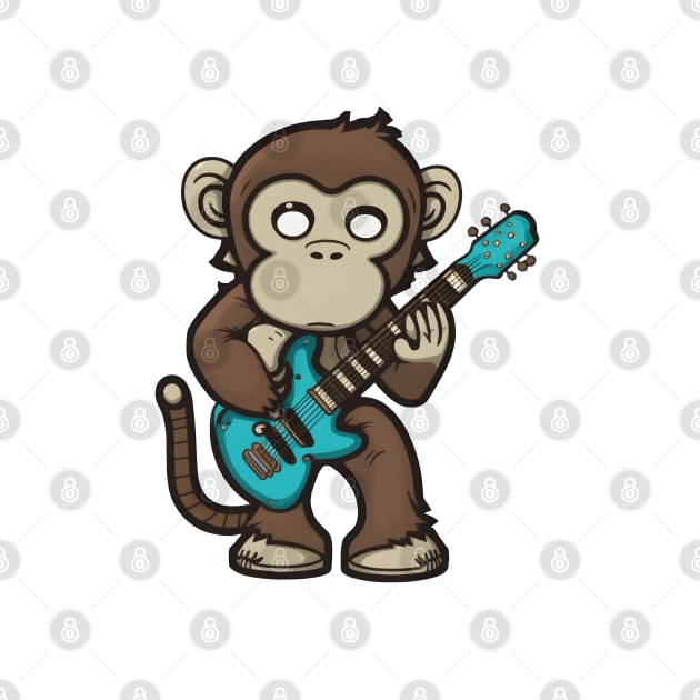 Monkey Playing Guitar by Artifyio