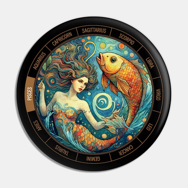 ZODIAC Pisces - Astrological PISCES - PISCES - ZODIAC sign - Van Gogh style - 10 Pin by ArtProjectShop