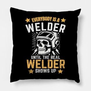 Welder Skull Funny Quotes Welding Retro Pillow