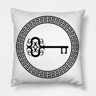 Greek Meander Symbol in Black de White Pillow