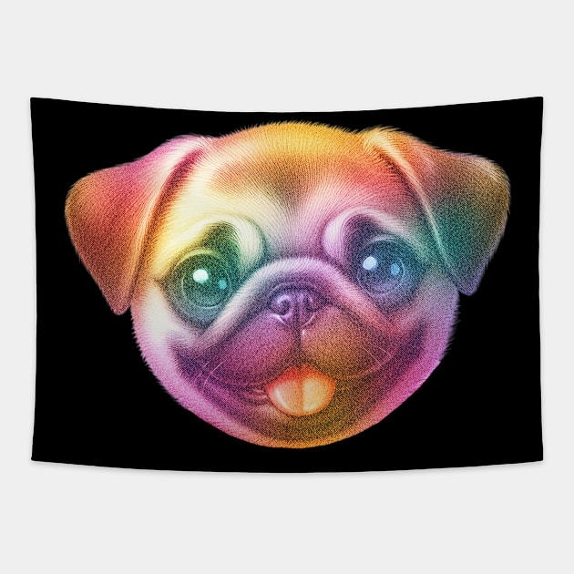 Adorable Pug Face Tapestry by Doggomuffin 