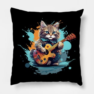 Cat Playing Guitar Pillow