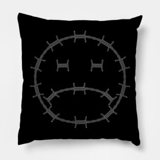 Barbed Wire Sad Smiley Pillow