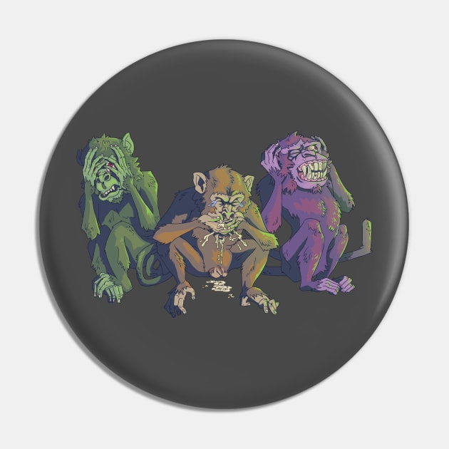 Three Freaked Monkeys Pin by ShayMcVay