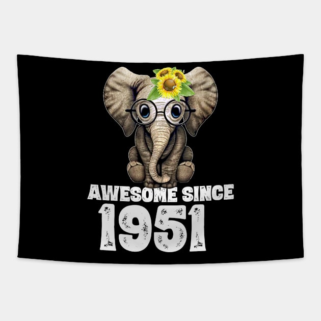 Awesome since 1951 69 Years Old Bday Gift 69th Birthday Tapestry by DoorTees