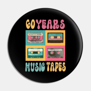 60 Years Music Tape Birthday Retro Nostalgia 1963 Pin