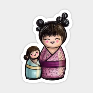 Kokeshis Mother and daughter Magnet