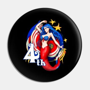 Independence day 4th july mermaid Pin