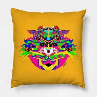 eye sky alien in monster madness ecopop pattern in mexican totonac colors Pillow