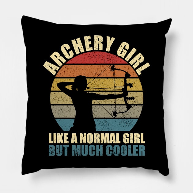 Archery Girl Retro Archer Pillow by AmazingDesigns