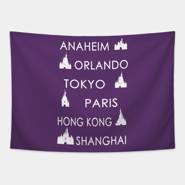 My Cities (White on Color) Tapestry by DevonDisneyland