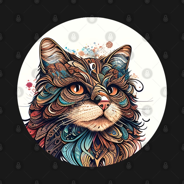 Lady Cat Boho Colorful Lover by Jason Smith