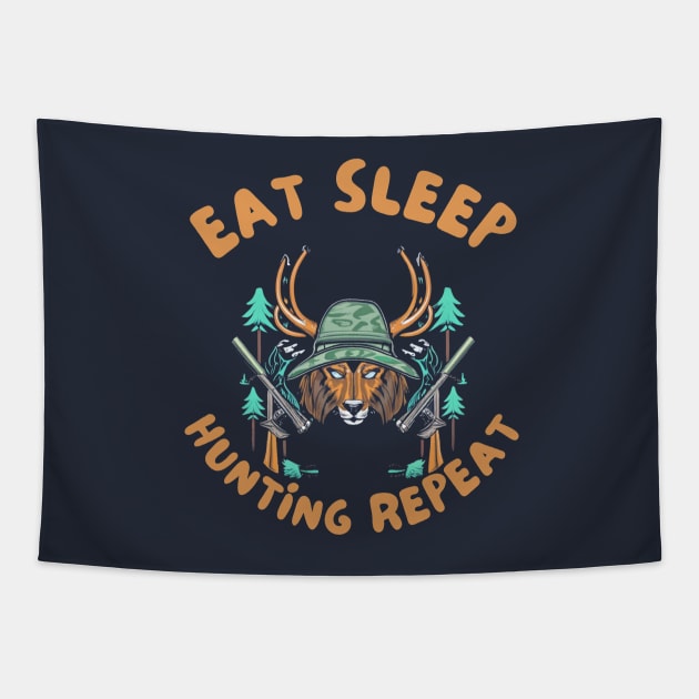 Eat sleep hunting repeat Tapestry by IOANNISSKEVAS