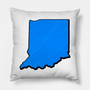 Bright Blue Indiana Outline Pillow