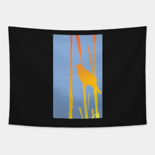 Blackbird in Golden Silhouette Tapestry