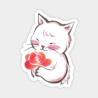 White cat rose Magnet