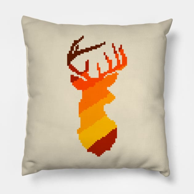 Pixel Art Deer Hunter Sunset for Deer Hunting Pillow by Contentarama