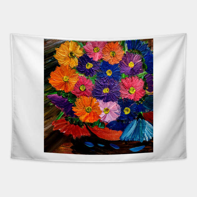 Fun and cheerful flowers Tapestry by kkartwork