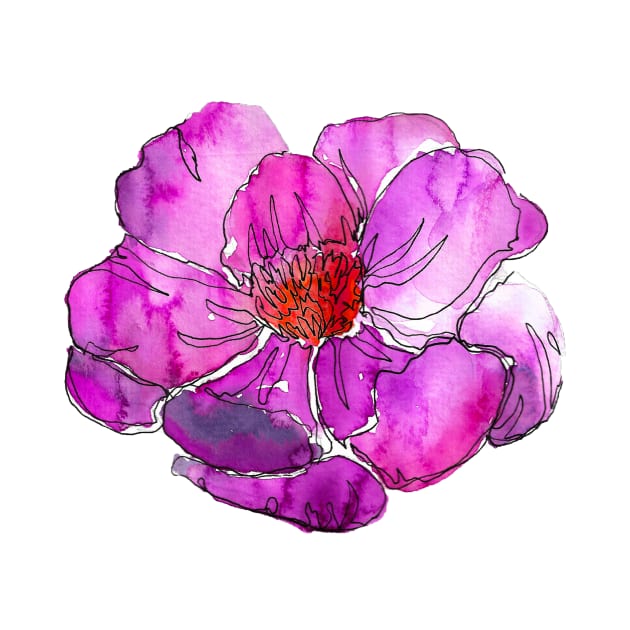 Watercolor peonies pink spring girly fuchsia magenta by ArtInPi