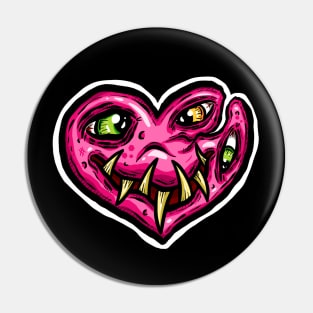 Zombie Heart Smile Eyes Pink Valentines Day Pin