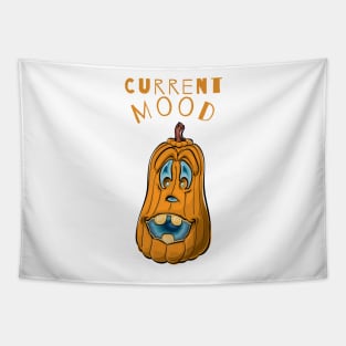 Funny Halloween Pumpkin Face Current Mood Tapestry