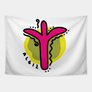 ALGIZ Rune Colorful Doodles Tapestry