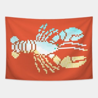 Modern Pixel Sea Lobster Tapestry