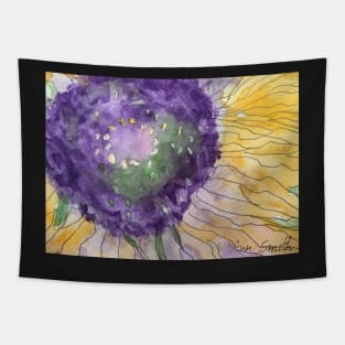 Purple and Yellow Flower up Close Tapestry