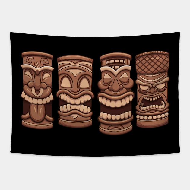 Tiki Totems Tapestry by TheMaskedTooner