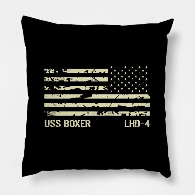 USS Boxer Pillow by Jared S Davies