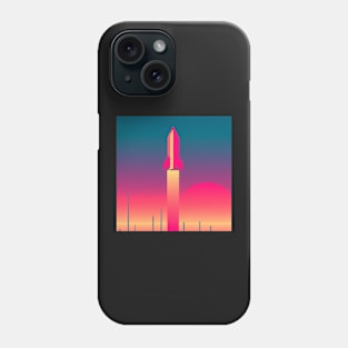 Simple synthwave rocket launch Phone Case